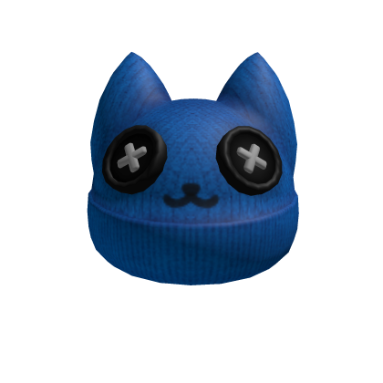 Grunge Blue Stripes Knit Emo Cat Beanie 's Code & Price - RblxTrade