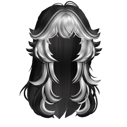 Black and White Wolfcut Hair - Roblox