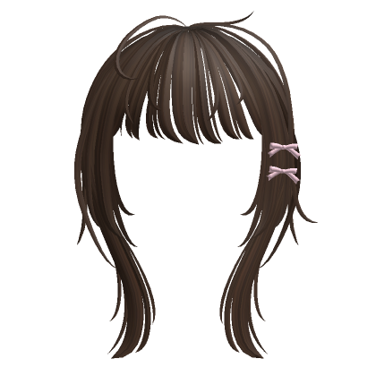 brown messy long anime bangs with bows's Code & Price - RblxTrade