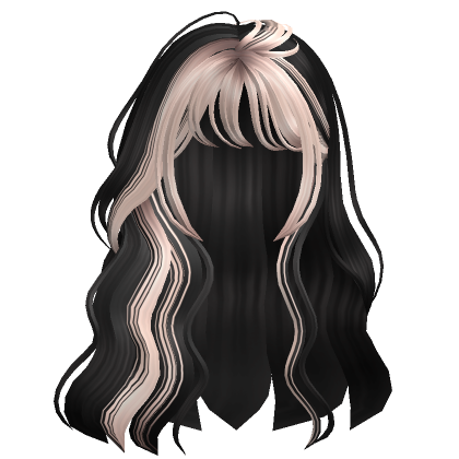 Roblox Item Two-Tone Natural Flowy Hair Waves Black & Blonde