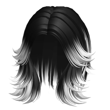 Black and White Wolfcut Hair - Roblox