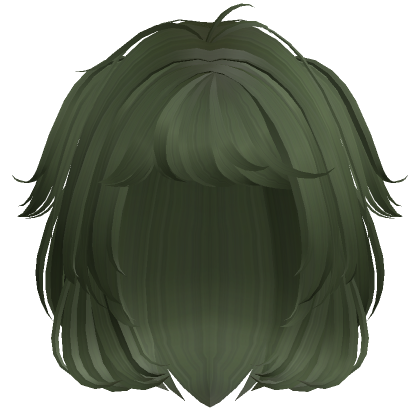 Roblox Item Short Layered Anime Hair w/ Bangs (Forest Green) 