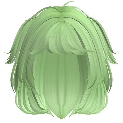 Roblox Item Short Layered Anime Hair w/ Bangs (Light Green) 