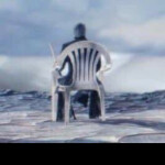 Vergil sits on a plastic chair
