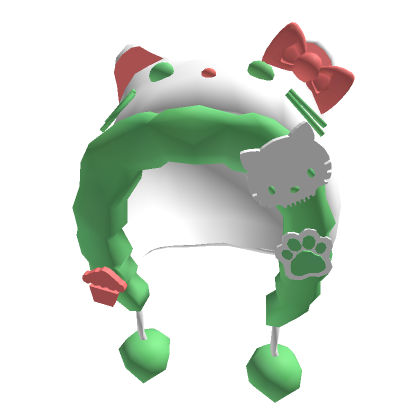 Roblox Item Cute Kitty Red Hood Christmas White Cat Green