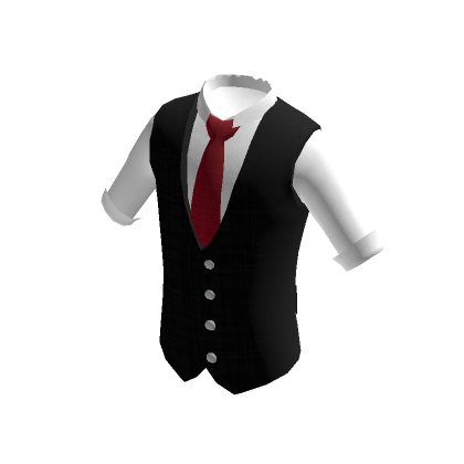 White Shirt & Formal Black Vest (Red Tie)