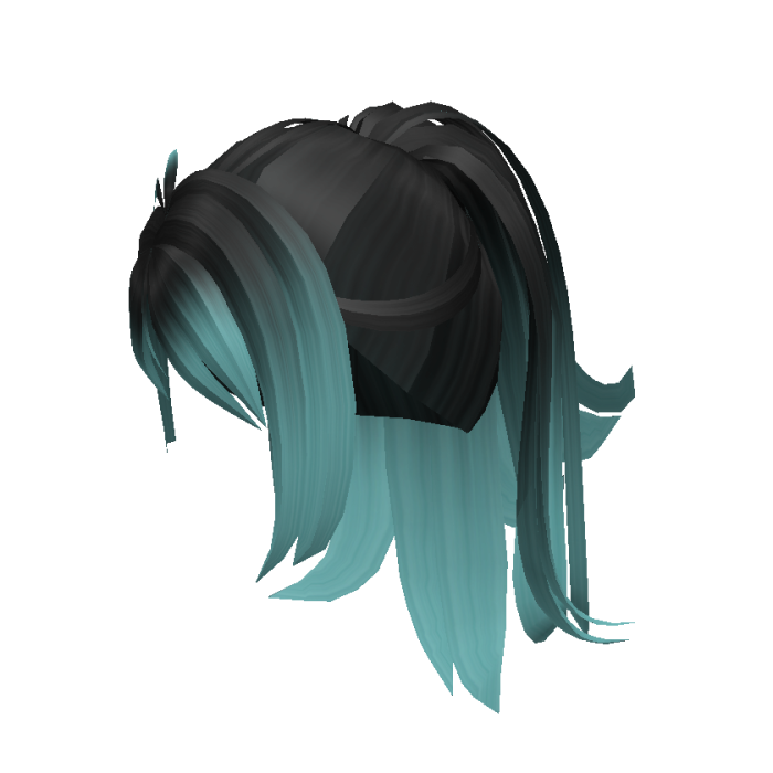 Punky Black Ponytail with Blue Dyed Tips