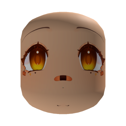 Roblox Item Cute Halloween GirlFace With Stickers[PastelBrown]