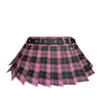 Pastel Purple Pink Heart Belt Plaid Tennis Skirt Loilta