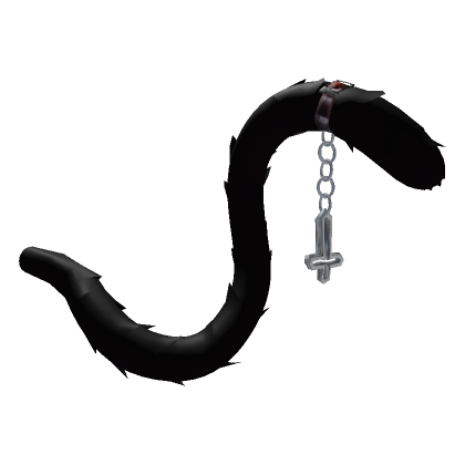 Roblox Item Black Fluffy Cat Tail with Platinum Cross