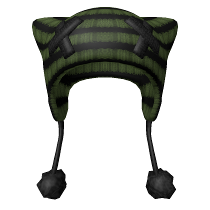 Grunge Green Stripes Knit Emo Cat Beanie 's Code & Price - RblxTrade