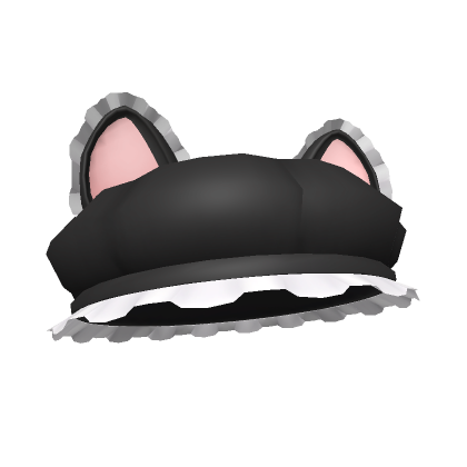 Roblox Item Cute Ruffled Cat Beret (Black & White)