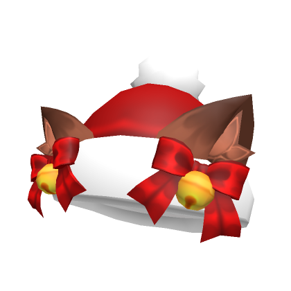 Roblox Item Cat Santa Pom hat Brown