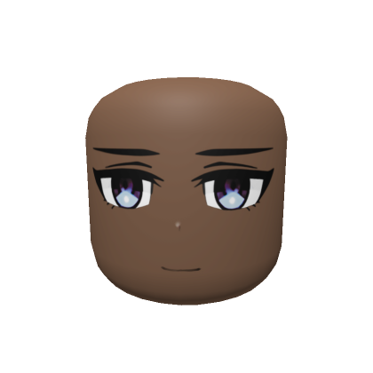 Roblox Item Chill Anime Head - Blue Eyes Face Mask Brown