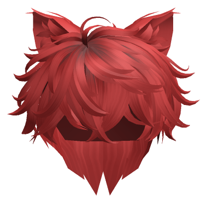 Roblox Item Messy Anime Hair w/ Cat Ears in Red