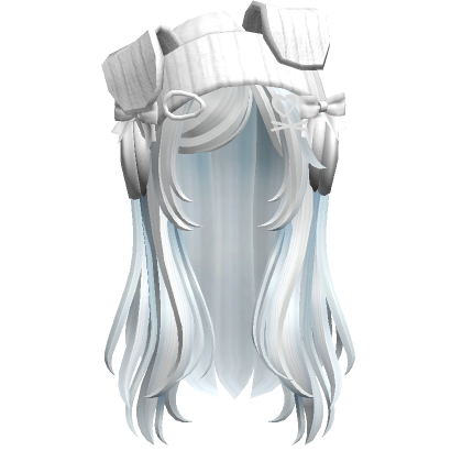 Two-Tone Hair w/ Puppy Beanie in Blue & White | Roblox Item - Rolimon's