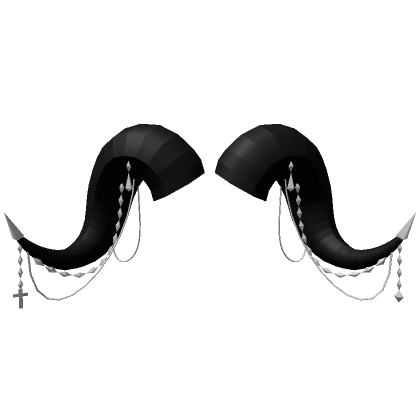 Roblox Item Black & Silver Bejewelled Curved Horns