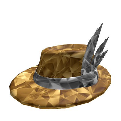Roblox Item Gold Sparkling Feathered Fedora