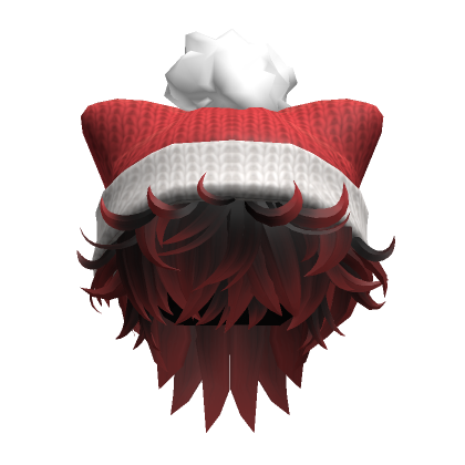 Roblox Item Messy Hair w/ Christmas Cat Hat in Red & Black
