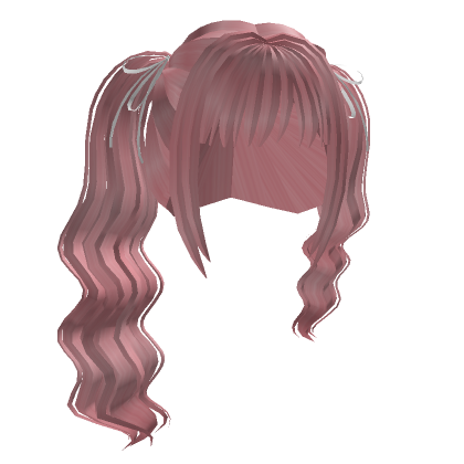 pink long curly pigtails with ribbon bows | Roblox Item - Rolimon's