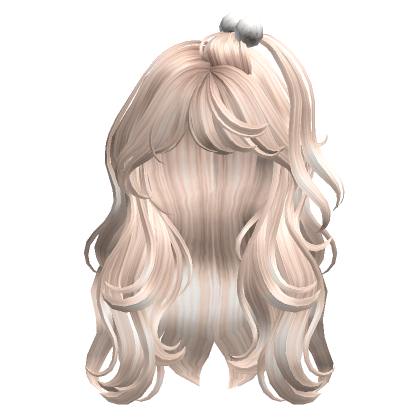 Cute Wavy Hair with Pom poms(Platinum Blonde) | Roblox Item - Rolimon's