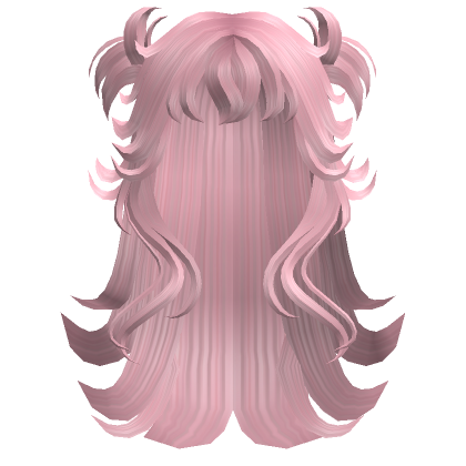Roblox Item Y2K Halfup Pigtails Fluffy wolf hair Pink