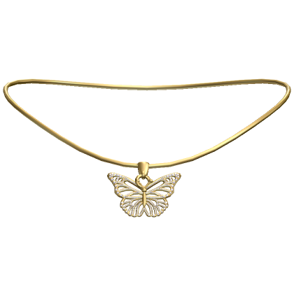 Roblox Item vstar* Gold Butterfly Gemstone Necklace