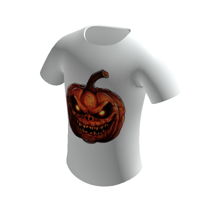 Scary Emo Halloween Orange Pumpkin White Shirt