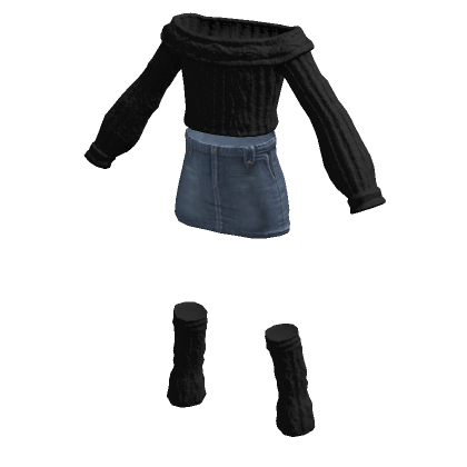 Black denim skirt outfit roblox outlet