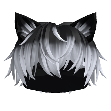 Black to White Messy Cat Boy Hair's Code & Price - RblxTrade