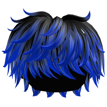 Roblox Item Black to Blue Fluffy Messy Swept Hair
