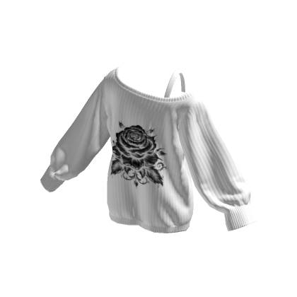 Roblox Item Y2K Rose Off Shoulder Oversized Sweater