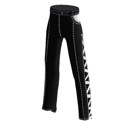 Cute black white denim jeans w Halloween net Roblox Item