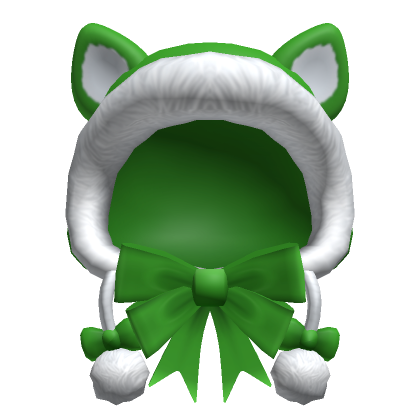 Roblox Item Cozy Green Cat Bowtie Hood