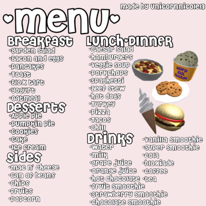 Bloxburg Menu All Food Cafe Menu Bloxburg Everything - vrogue.co