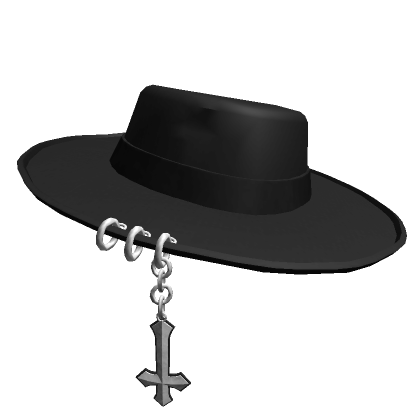 V1] Black Pierced Wide Brim Hat - Roblox