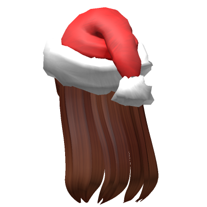 Long Christmas Hair w/ Santa Hat (Brown)