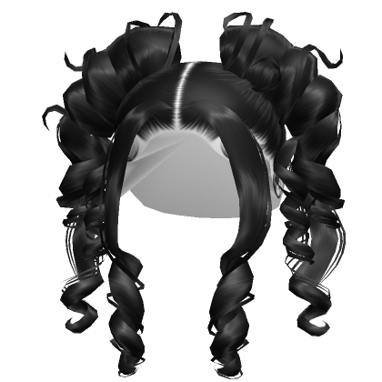 Messy Double Buns With Curly bangs in Black