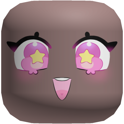 Pink Puffy Star Eyes Chibi Face