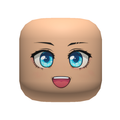 Happy Blue Eyes Girl Face 3D (Default Head) - Roblox