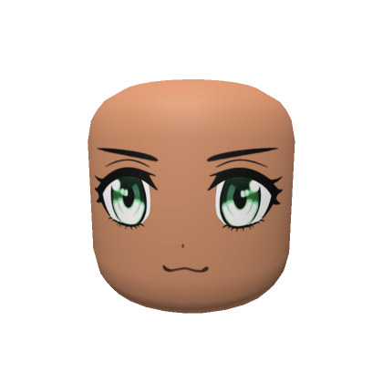 Roblox Item Happy Anime Head - Green Eyes Face Mask Nougat Tan