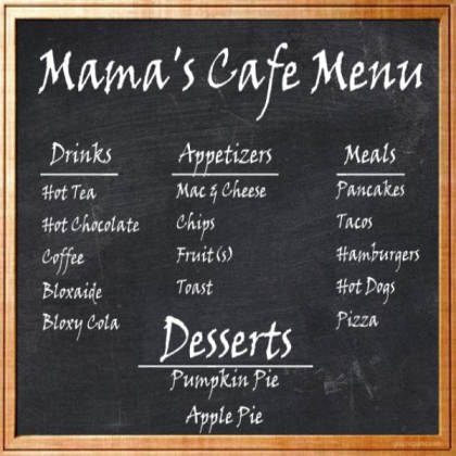 Bloxburg Cafe Menu Mama S Cafe Roblox