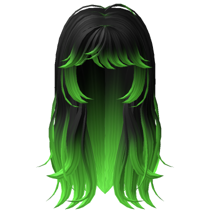 Black w/ Green Messy Wavy Hair - Roblox
