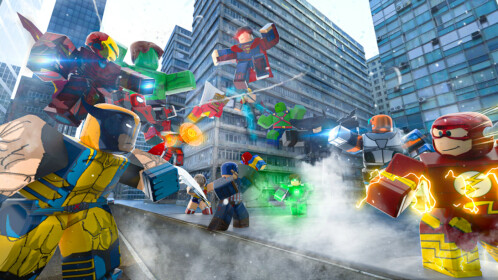 Roblox Characters On Buildings In Blue Background HD Games