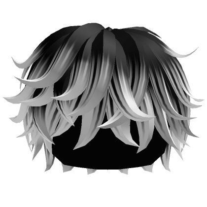 Black to White Fluffy Messy Cool Boy Hair - Roblox