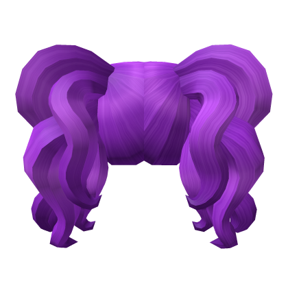 Roblox Item Curly Pigtails with Bangs - Purple