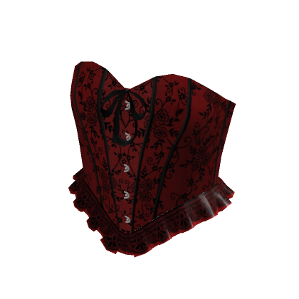Ruffle Lace Corset Top Red Black