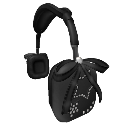 y2k black headphones w/ star stickers
