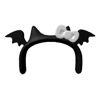 Roblox Item Cute Black Bat Headband w/ White Bow