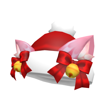Roblox Item Christmas Cat Santa Pom hat Pink